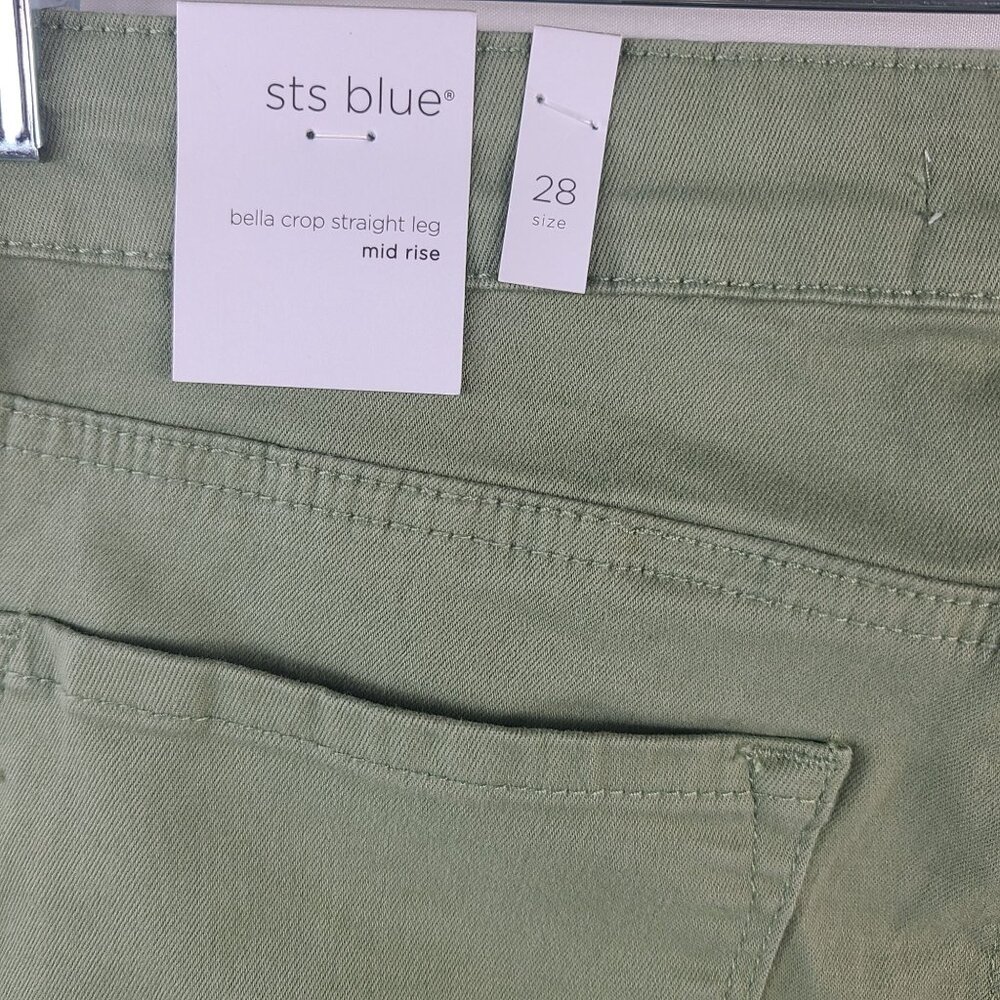 STS Blue Bella Mid Rise Sage Green Crop Straight Leg Pants Size 28 - Picture 6 of 7